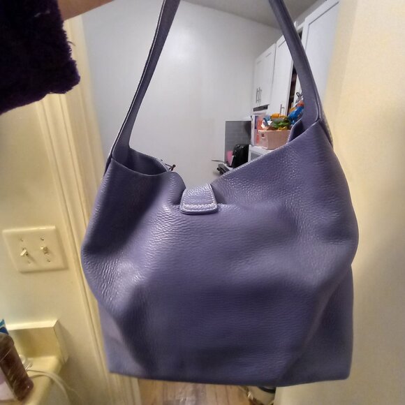 Dooney & Bourke Periwinkle Blue Leather Handbag Hobo Bag Purse Clasp - Picture 3 of 13